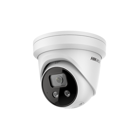  Hikvision 4 MP куполна AcuSense IP камера за видеонаблюдение с двупосочно аудио и двуцветна строб светлина за предупреждение на натрапници DS-2CD2346G2-ISU/SL(C)