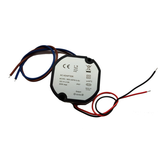 Влагозащитен захранващ адаптор 12V/2A с изведени кабели XED-RZ120200GJ Влагозащитен захранващ адаптор 12V/2A с изведени кабели XED-RZ120200GJ