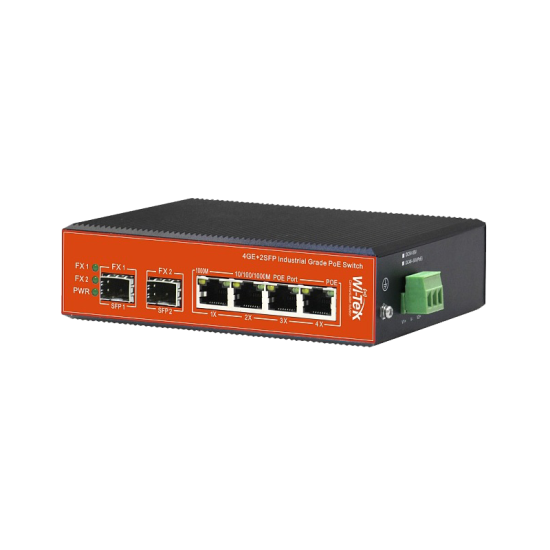 Wi-tek WI-PS306GF-I 6-портов индустриален PoE мрежов комутатор Wi-tek WI-PS306GF-I 6-портов индустриален PoE мрежов комутатор